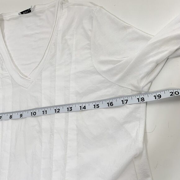 Whyci Womens Size 44 White Pleated V-Neck 3/4 Sleeve Dress Knee Length - Picture 11 of 12